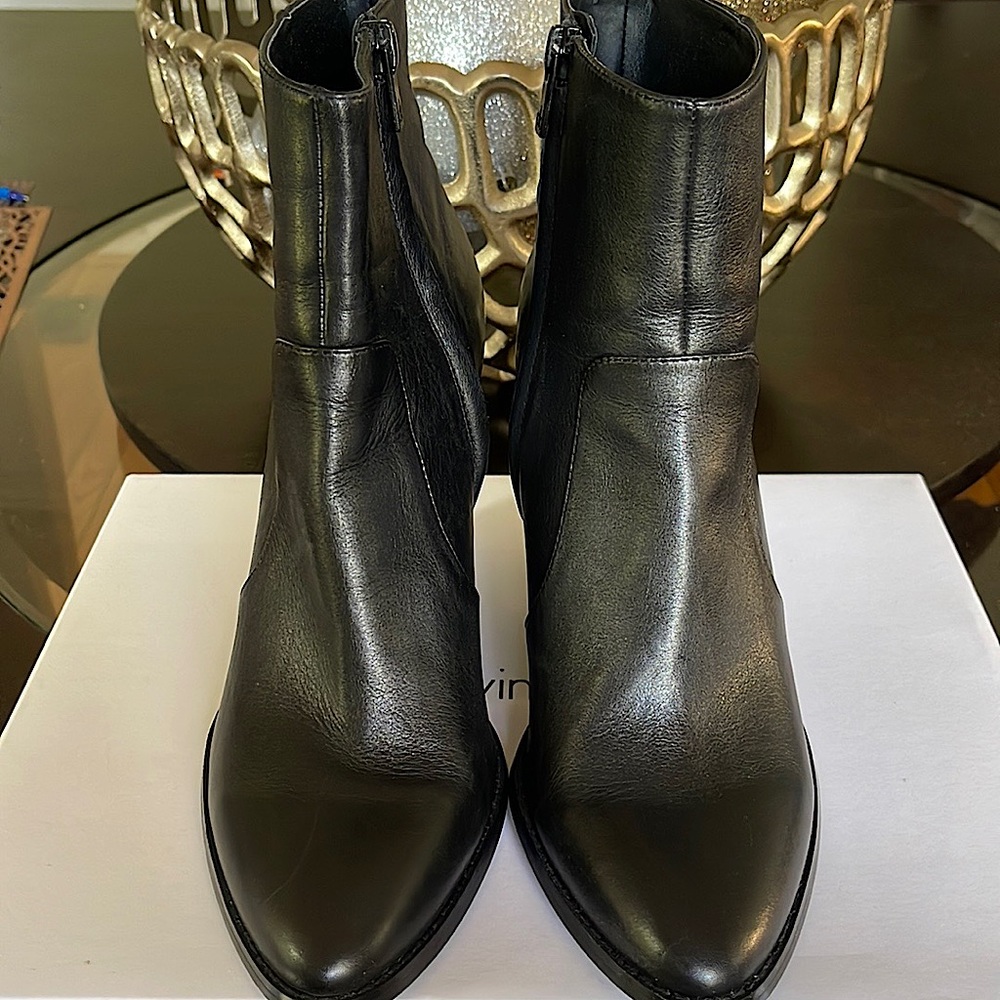 Black leather shoe boot